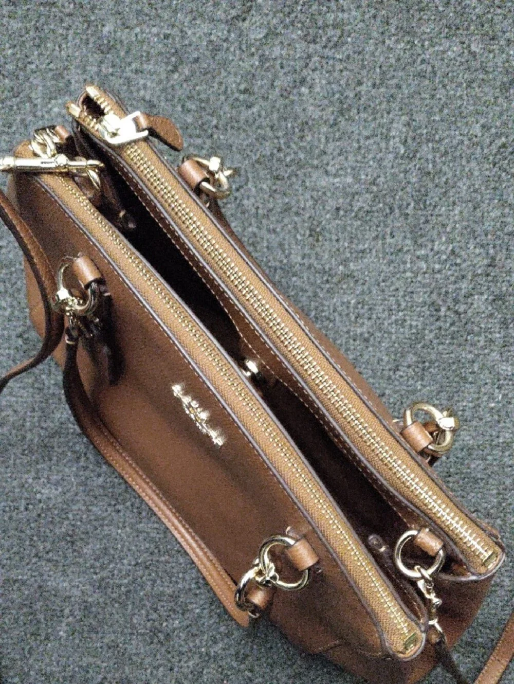 Coach Christie Carryall Cognac Leather Satchel/Crossbody Bag #36637_5